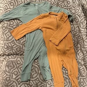 Cloud Island One Piece Footies in Green and Orange